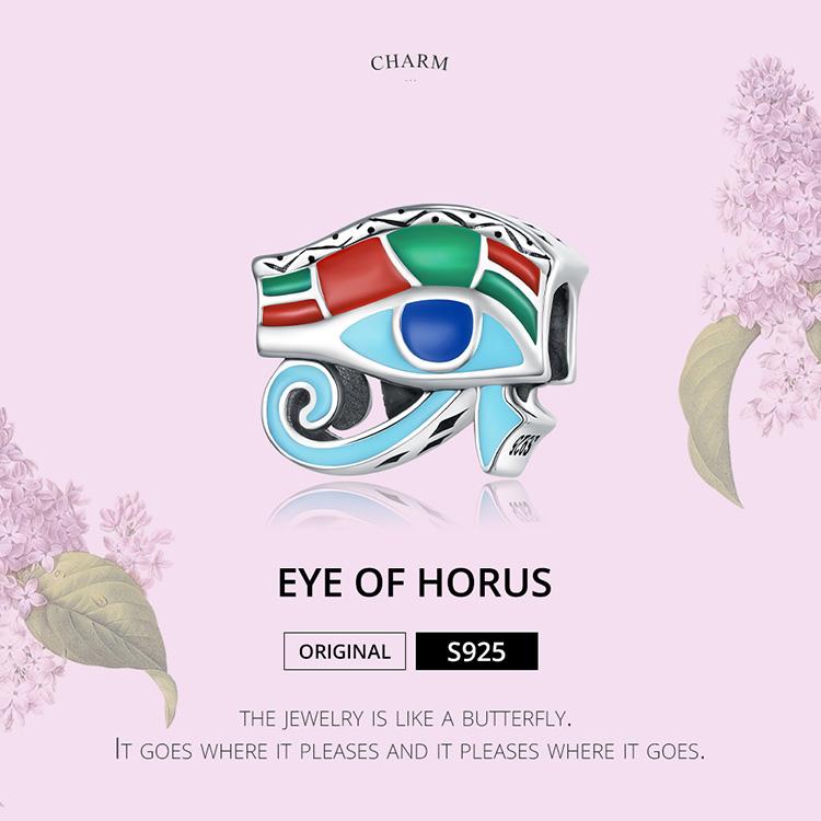 BAMOER New 925 Sterling Silver Colorful Eye of Horus Charm Beads Pendant for Women Fit Original DIY Bracelet Necklace Jewelry