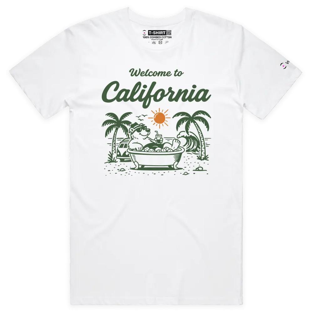VOICEART Welcome to California With Sun Soaking Relaxing Bear Graphic T-Shirt 3XL