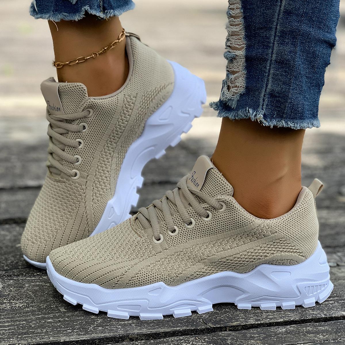 

Женская летняя мода Новый тренд Женская обувь Сетчатая дышащая подошва на платформе Винтажная обувь 42 бежевый