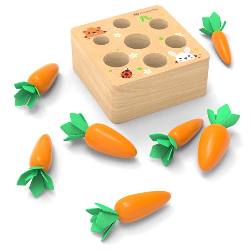 Montessori Toy Set Baby Wooden Pull Carrot Shape Matching Size Cognition Kids Early Education Puzzle Sensory Toy For Children