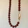 Elegant Crimson Beaded Necklace Double Toggle Clasp Strand Beaded Red Agate Necklace  Women Jewelry
