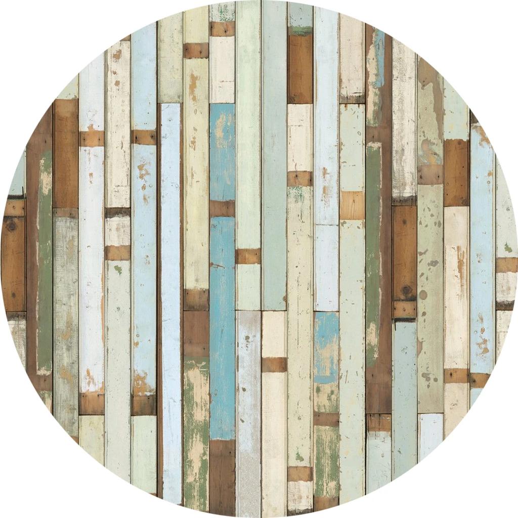 Wooden Pattern Round Area Rug, Soft Chenille Anti Slip Circle Carpet for Living Room, Bedroom, Bathroom, Home Floor Mat Decor