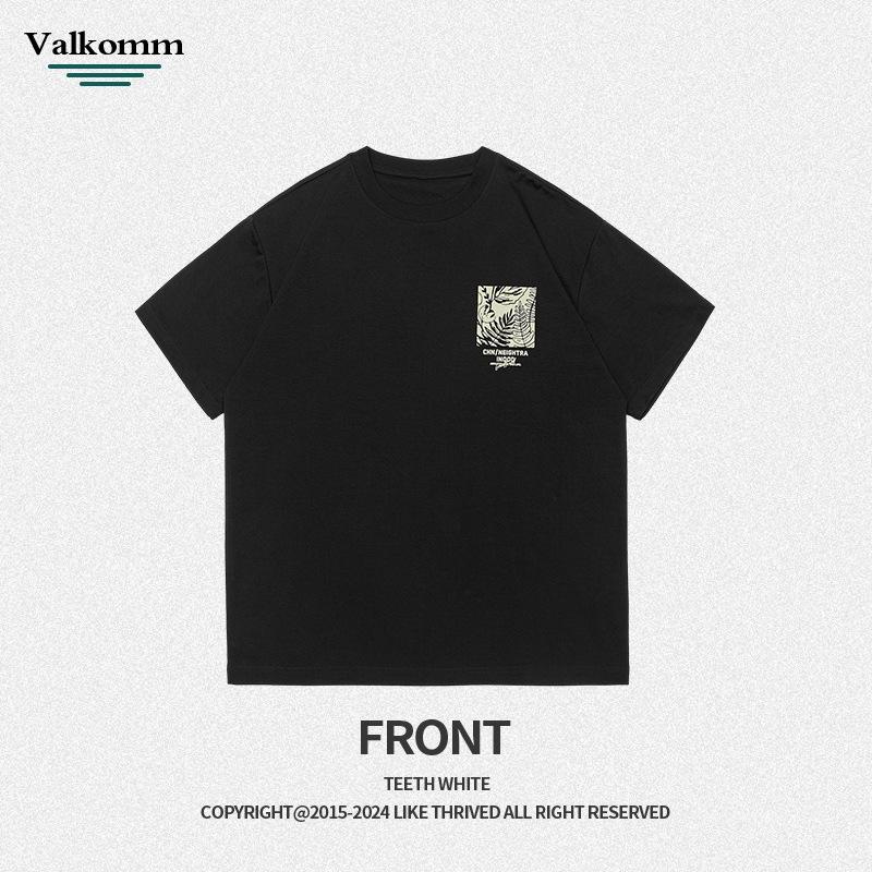 Summer new cotton T-shirt men's trendy brand personalized plant pattern loose short-sleeved T-shirt pure cotton breathable