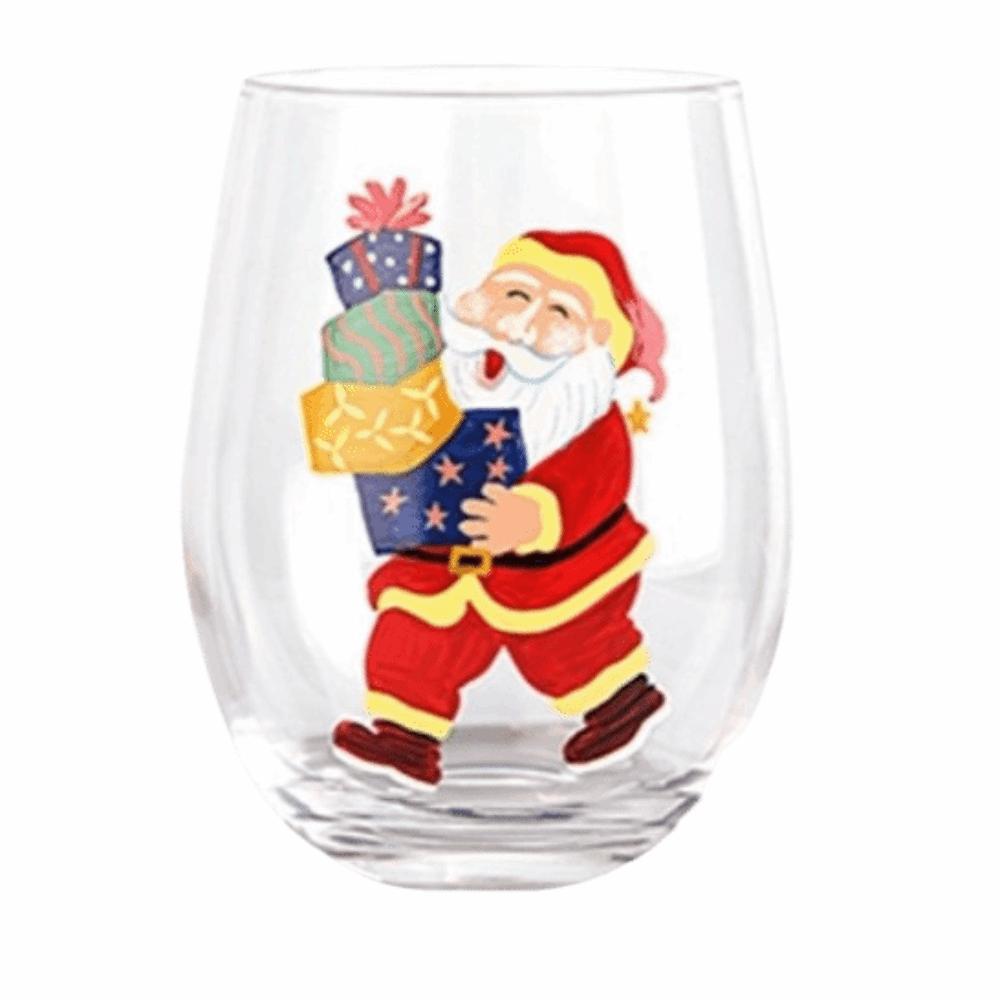 2D Print Christmas Glass Cups Transparent Santa Claus Double Walled Glass Cups Heat Insulation Wine Cups Home Decor