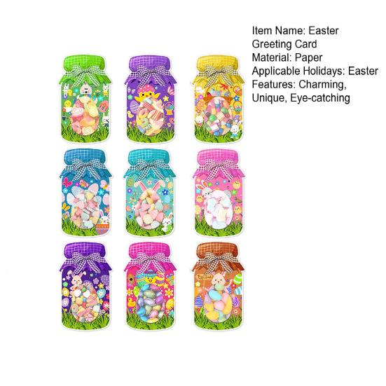 Easter Mason Jar Cards with Clear Treat Bags Happy Easter Exchange Greeting Cards Bottle Shaped Paper Card Craft