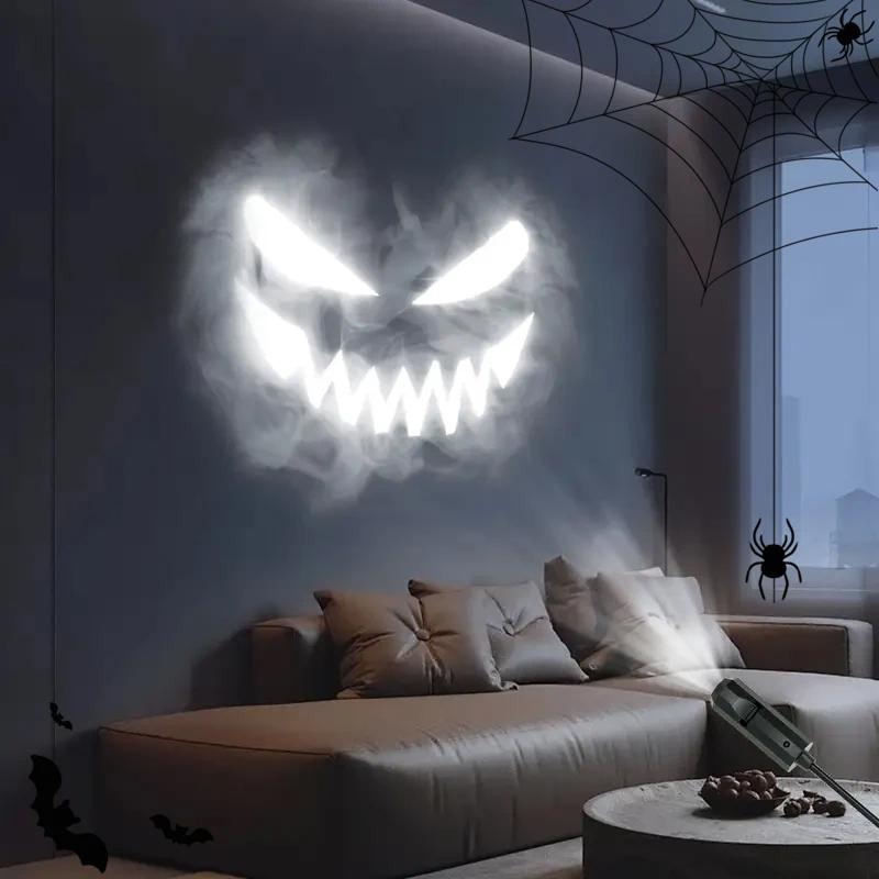 Halloween USB Projector Light Skull NightLight Ghost LED Lamp 360Degree Rotating Switchable Pattern Design Dark & Night Ambiance