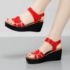 Fashion Fashion Patent Leather Shoes Women's Platform Wedges Sandals 2024 Summer Open Toe 6cm High Heels Sandals  Mom Beach Shoes