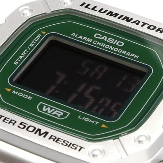 CASIO Standard Digital Wristwatch W-218HD-3AV Mens Cheap Chipukashi Metal Band SilverGreen Inverted LCD Overseas Model