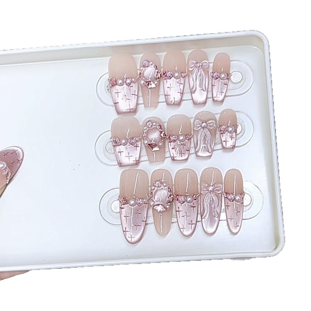Hand-woven Armor Sweetheart Little Flavor Three-dimensional Hand-painted Bow Little Flavor Cat Eye High-end Nail Art