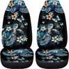 Sea Turtle Floral Print Car Seat Cover for Women Men,Universal Front Seats Protector Fit for Most Cars,Blue Turtle Car Interior