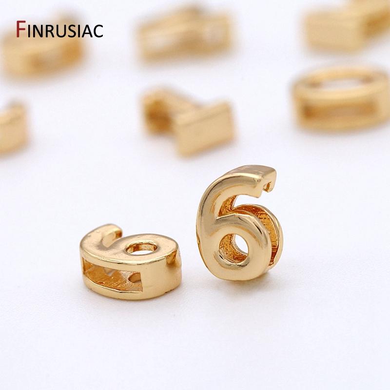 Simple Number 0-9 Number Beads Pendant For Beaded Bracelet Jewelry Making, Gold Plated Handmade DIY Beads Jewelry Accessories