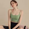 Sportowy biustonosz z amortyzującym, wąskim ramiączkiem na wiosnę/lato z wkładkami - Damska, seksowna koszulka do jogi i fitness