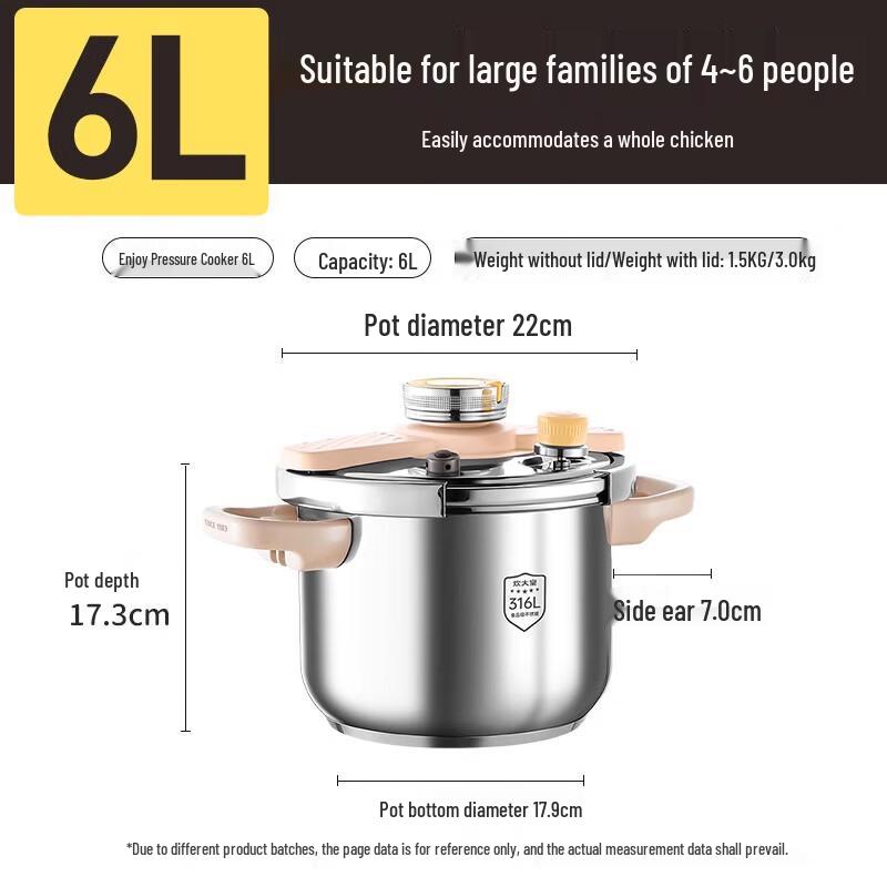OLOEY 316L Stainless Steel Pressure Cooker