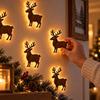 Cozy Winter Home Decorations 7Pcs 3D Light-Up Wooden Reindeer Christmas Decor with Warm LED Backlight, Peel And Silhouette Lights Stick Rustic