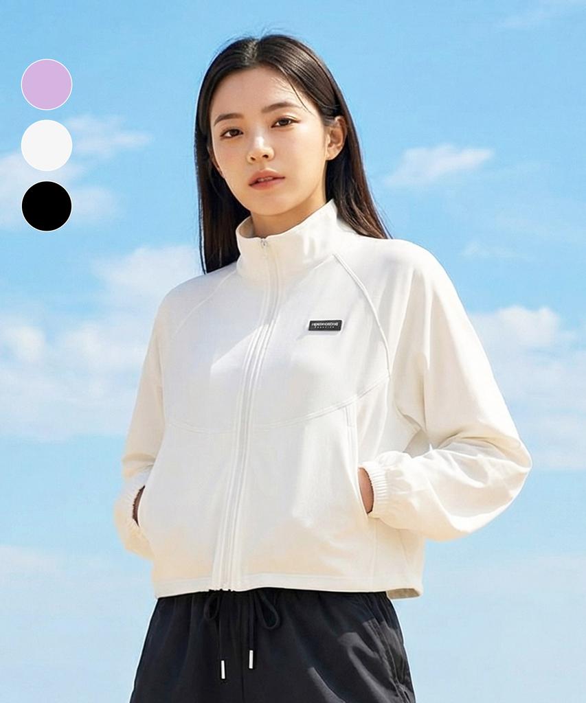 Helingbon Women'S Zip-Up Rash Guard Loose Fit Crop Beachwear Top (3 Colors) / Ri382W
