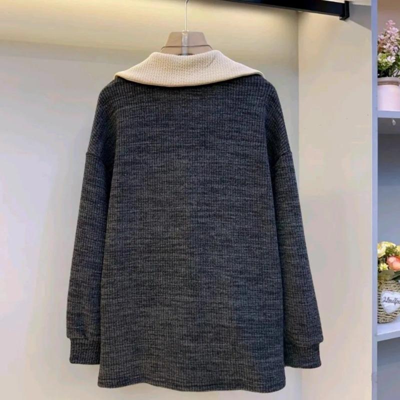 Sweater for Women Winter Oversize V Neck Thickened Pullover Warm Knitted Stretchy Long Sleeve Oversize Jumper Sweater Tops