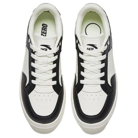 Anta Break Bamboo Color Block Versatile Non-Slip Durable Low-Top Skate Shoes Women Sneaker White Black 122518012-2