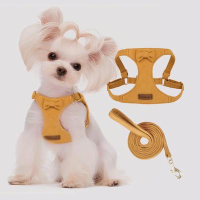 Pet Chest and Back Leash Vest Dog Outdoor Leash Three-piece Collar Velvet Small Dog Walking Leash