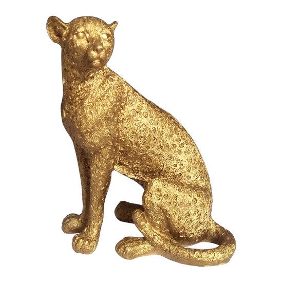 Figurine d'Animal en Résine Modèle Léopard Doré, Statue Vivante, Posture Accroupie ou Courante, Ornement de Haute Qualité pour Meuble TV, Entrée, Bureau, Pendaison de crémaillère,