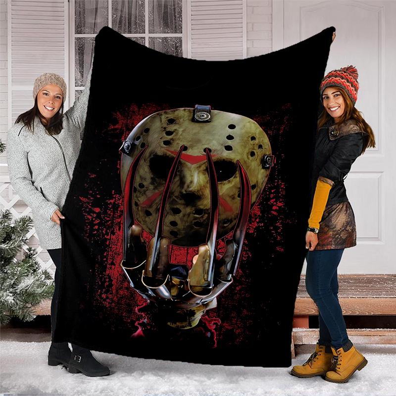 Friday the 13th Theme Printed Blanket - Perfect for Couch, Bed, Travel & Outdoor Use | Machine Washable, Cozy & Durable.