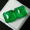 Green Emerald Pair Loose Gemstone CERTIFIED Square Cut Natural 18.12 Carat m-25 008 00H