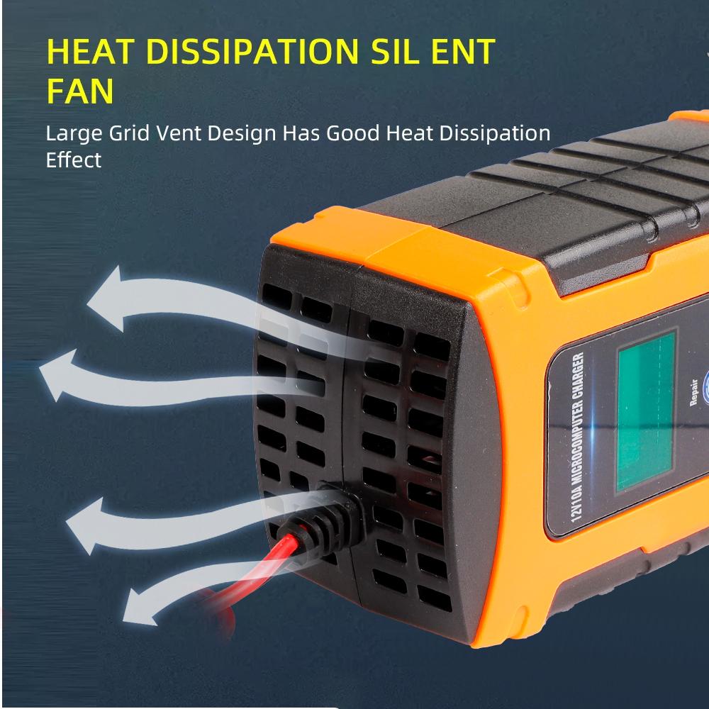 12V 10A Car Battery Charger Lcd Touch Screen Display Automatic Smart Battery Charger Pulse Repair Chargers Wet Dry Lead Acid