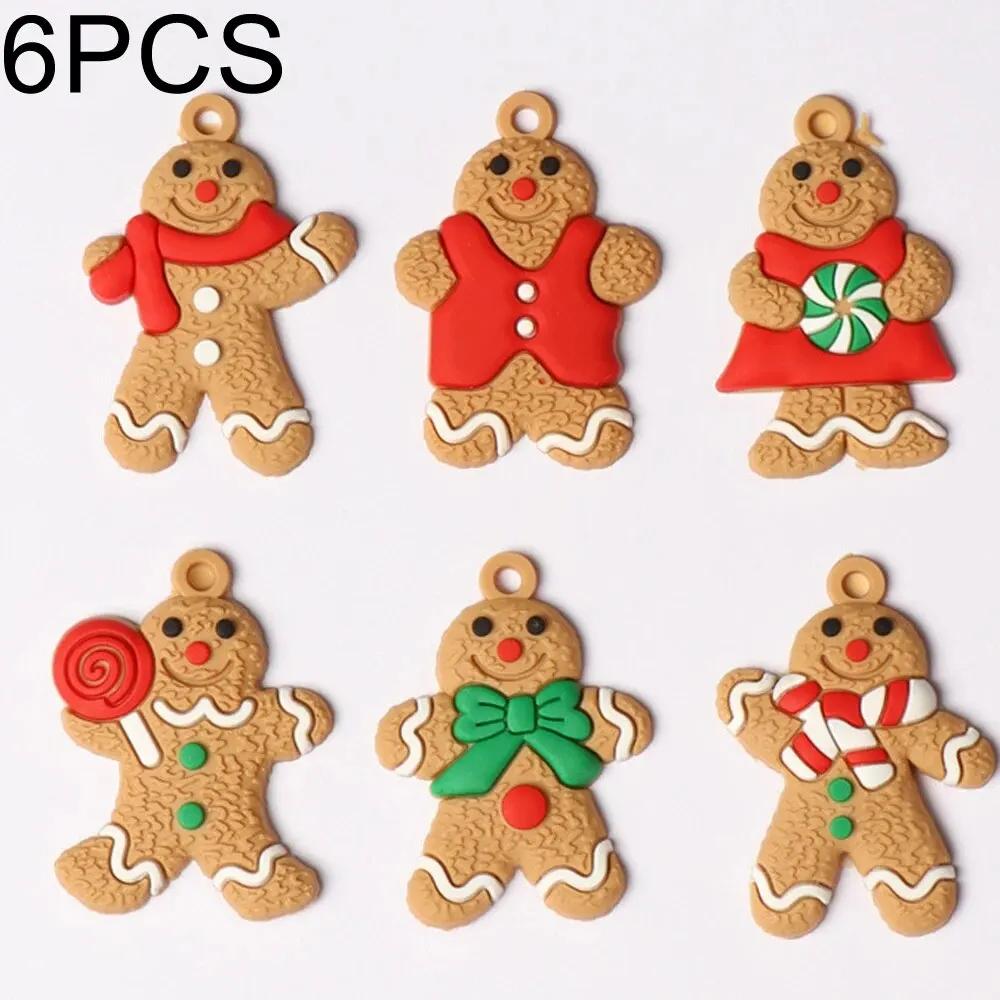 

6/12 шт. Пряничные человечки, елочные игрушки, ассорти из пластиковых пряничных человечков, рождественские подвесные украшения