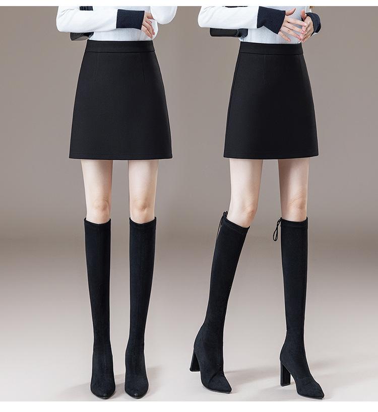 2025 Herbst/Winter Damen High-Waist Schlankmachender A-Linien Wollrock - Kurz, Gerade, Hüftbetont, Bequem.