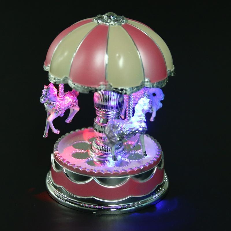Chrismas Birthday Gift LED Light Merry Go Round Music Box Christmas Birthday Gift Toy Carousel