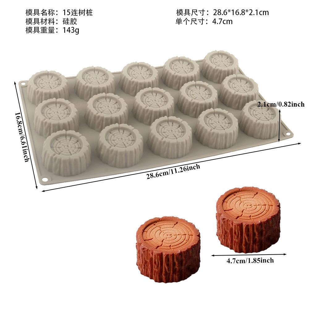 

WTEMPO DIY Wood Stake Shaped Silicone Cake Mold Log Shape Baking Dessert Mousse Silicone Mold Tea Break Pastry Mold Tree Stump Mini Dessert Mold 1pc хакі