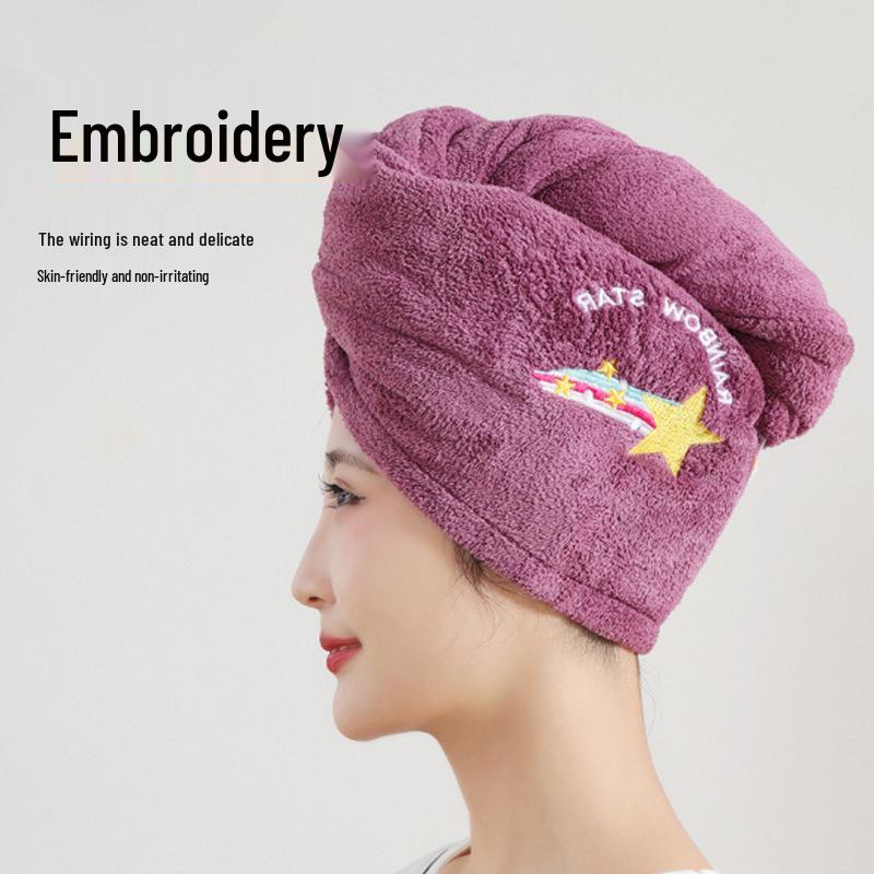 Thickened Double-Layer Coral Fleece Quick-Dry Hair Cap for Women, Water-Absorbent and Customizable with Logo