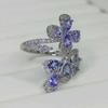 Sace Gems Pierścionek o zmiennym rozmiarze dla kobiet 925 srebro naturalny tanzanit ślubny wesele elegancka biżuteria na prezent