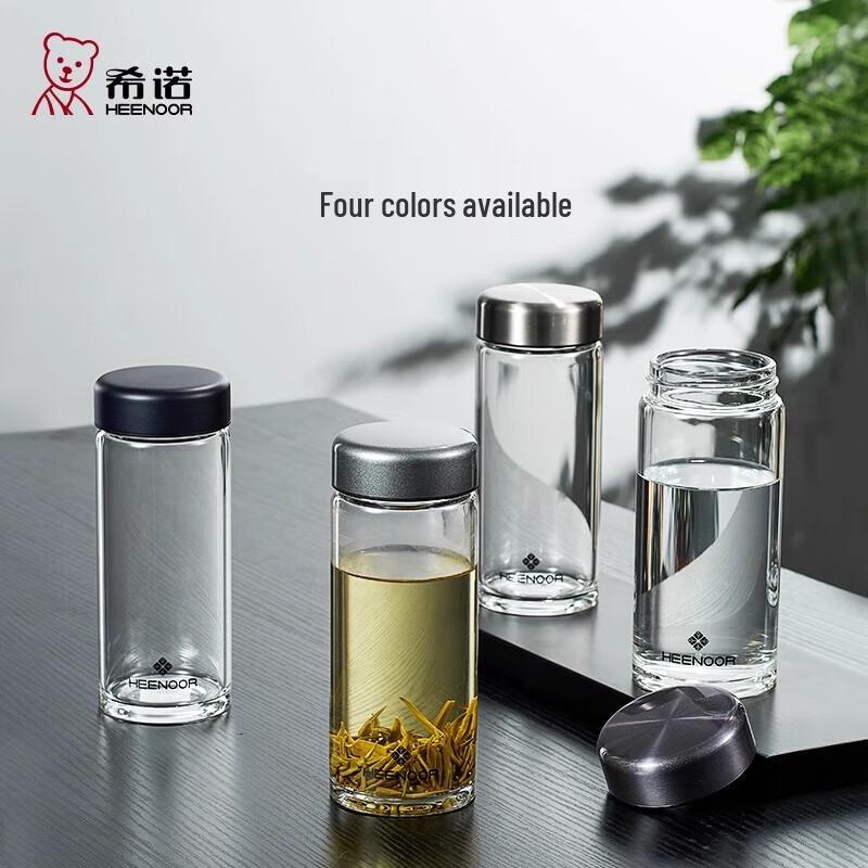 HEENOOR Portable High Borosilicate Glass Water Bottle