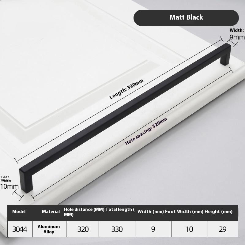 10-33Cm Black Cabinet Handles Stainless Steel Square Closet Drawer Cupboard Pulls Bathroom Door Knobs Furniture Kitchen Handle