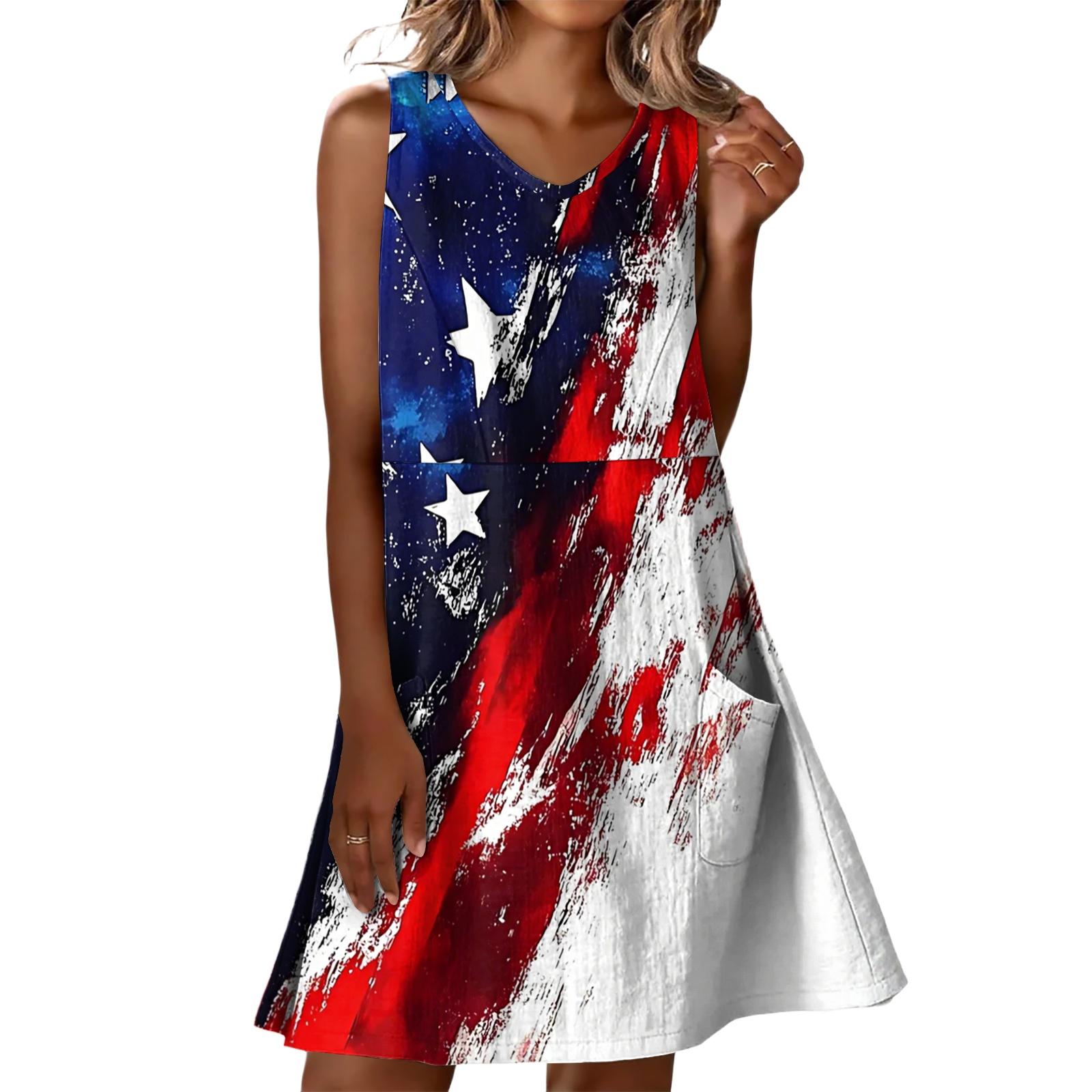 

Летние платья для женщин Свободные Пляжный отдых Повседневные Без рукавов V-образный вырез Сарафаны с карманами Платье-майка XXXL тёмно-синий