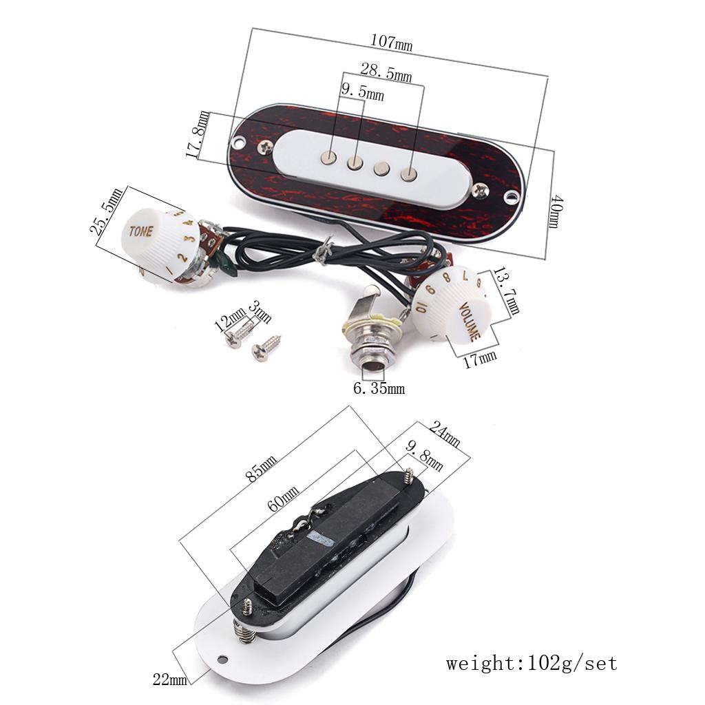 4 String Guitar Sound Hole Pickup for Acoustic Electric Cigar Box Guitar Red Turtle Shell Oval Protective Plate Accessories