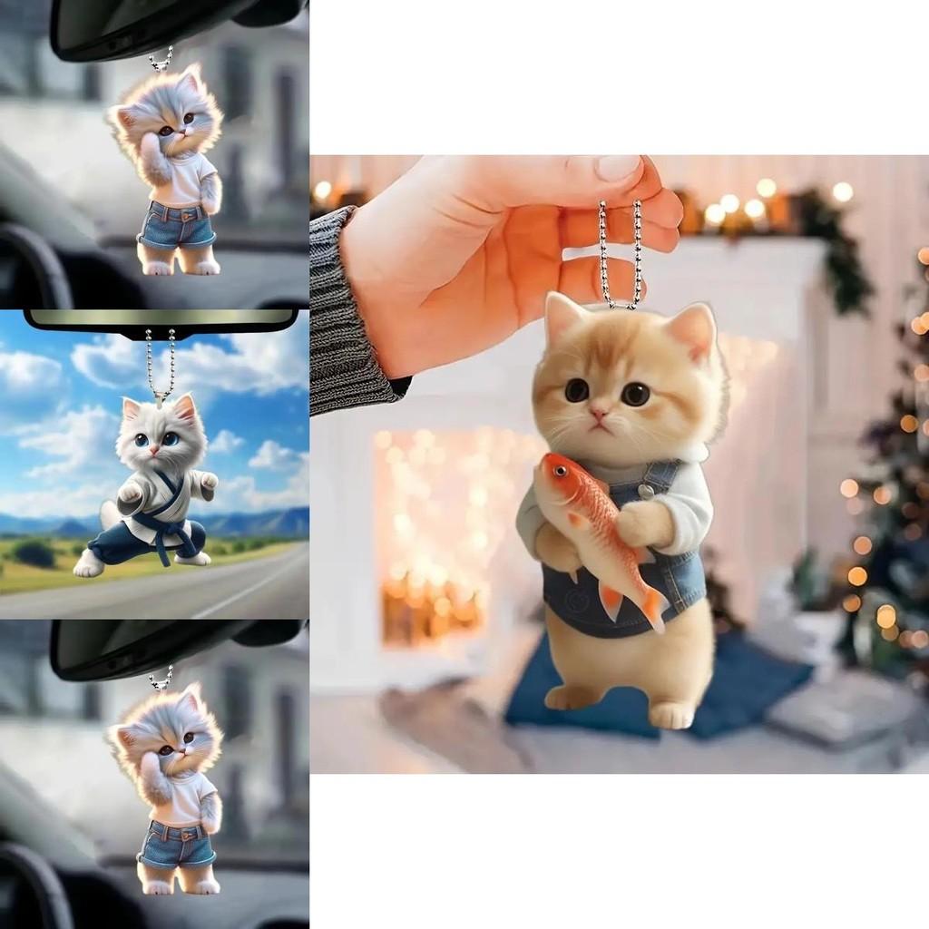 Cat Car Acrylic Pendant Decoration With Minimalist Style For Interior Decor