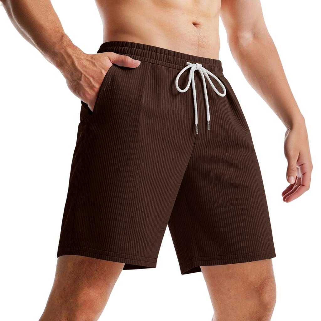 Men Lightweight Breathable Corduroy Drawstring Waist Shorts Casual Five Inch Inseam Sport Relaxed Fit Shorts for Outdoor Activities