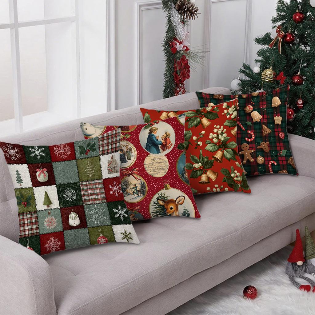 Festive-Patterned Christmas PillowcasesSuitable for sofa car bedroom decorative cushion cover pillow cover