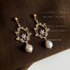 Baroque special-shaped freshwater pearl micro-inlaid zircon plated literary earrings, new earrings wholesale
