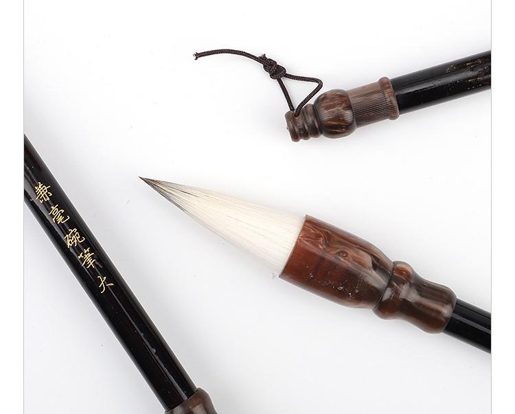 Mixed Hair Chinese Painting and Calligraphy Brush Set: Garlic Head Brush with Sheep and Wolf Hair—Large, Medium, Small for Peony and Plum Painting.