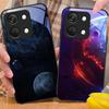 Space Planet For OnePlus Nord 3 5 6T 7 Pro 8 12 10T Reno8 Lite 5G 10R Nord N30 Hard Shell Tempered Glass Phone Case Black
