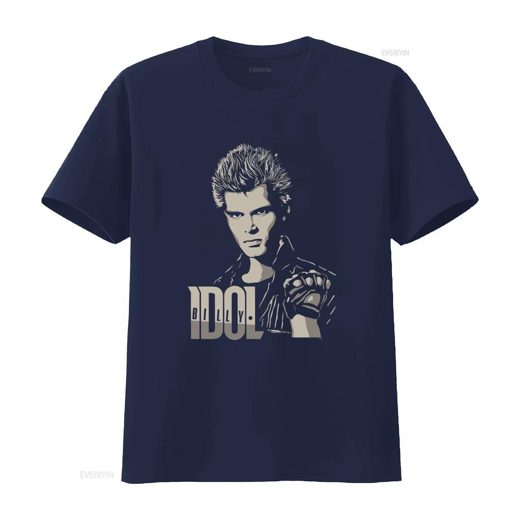 Billy Idol Print 2 Tone Black Adult T Shirt Retro Rock Style for Fans vintage Washed graphic Stylish Stretched homme Unisex