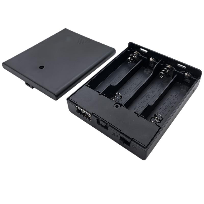 1Pcs 4 Slots AA Battery Holder No.5 Battery Case With Power Switch And USB Socket No Light AA Battery Box