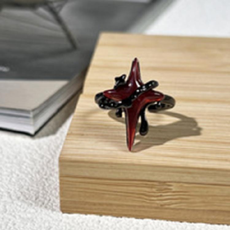 Vintage Adjustable Rings Gothic Opening Rings Star Shape Finger Open Rings Alloy Texture Suitable for Various Occasion