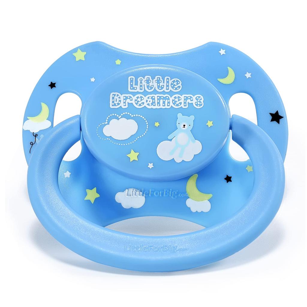 LittleForBig Adult New Model 2nd Generation with Lid Blue Pacifier, [Sleeping Bear]