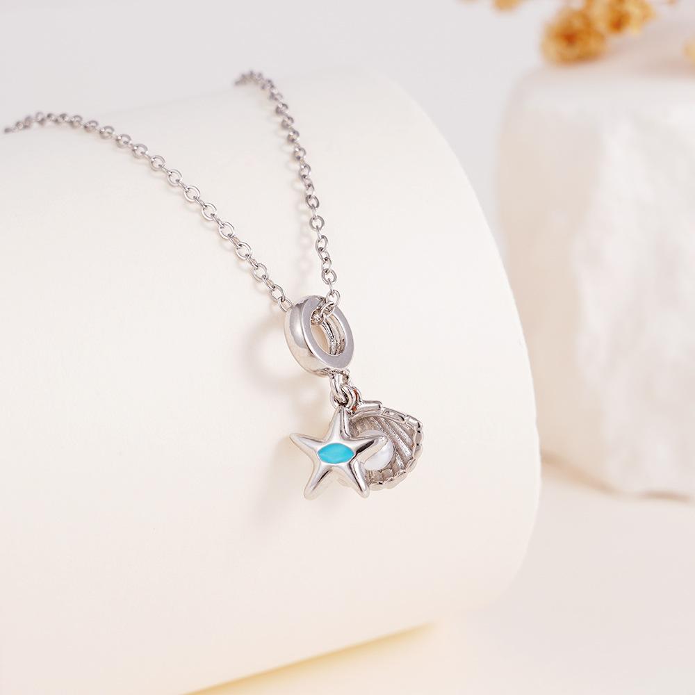 Sweet Cute Zircon Fish Shell Turtle Charms Necklaces for Women Girls Stainless Steel Chain Fashion Jewelry Accessories Gifts
