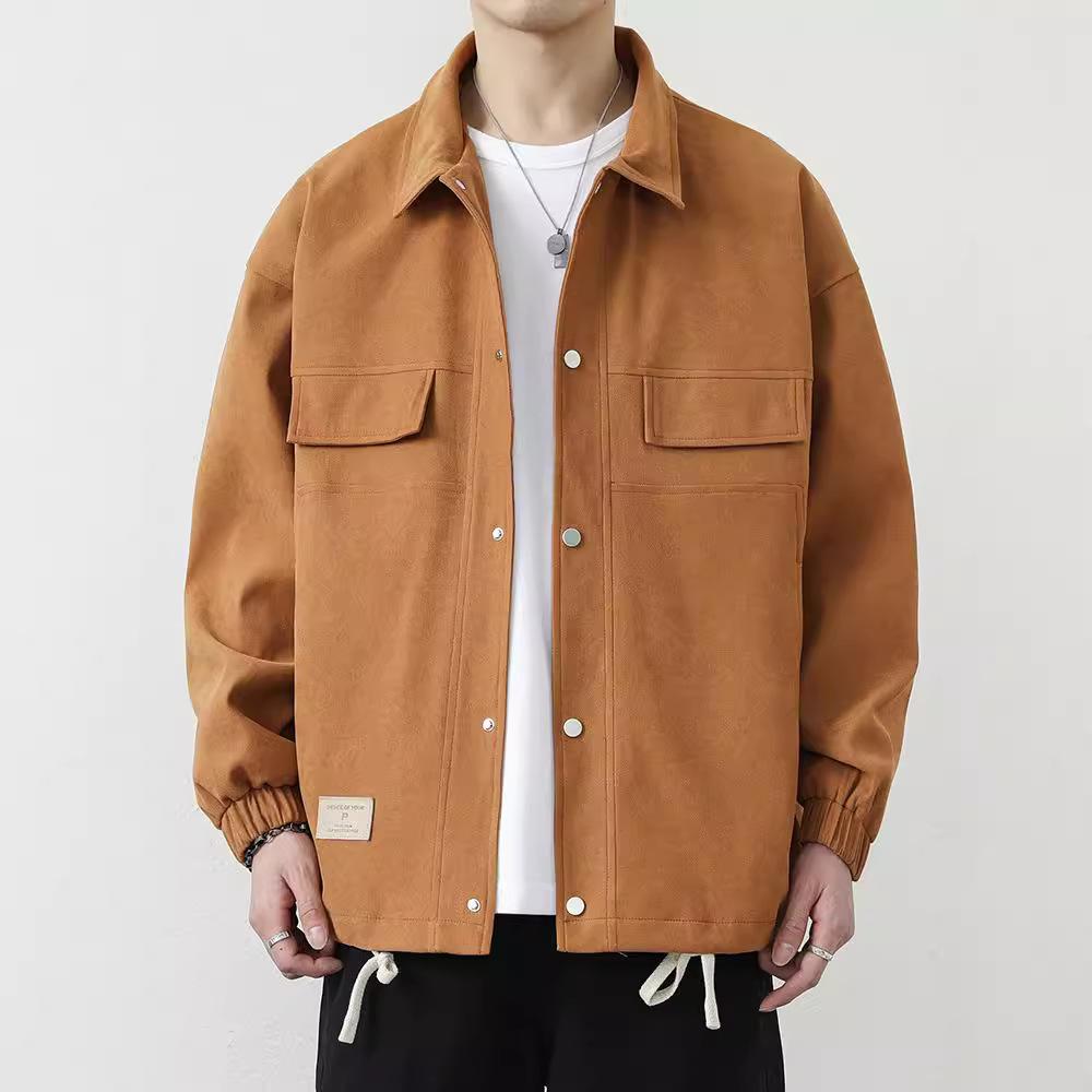 Jacke Herren Frühling und Herbst Lockeres Oberteil Lässig Hübsch Revers Junge Jacke