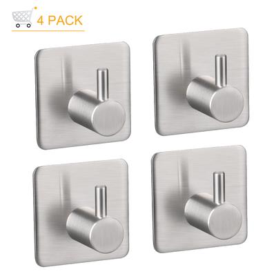 4pcs Self Adhesive Home Kitchen Wall Door Stainless Steel Stick Holder Hook Hanger