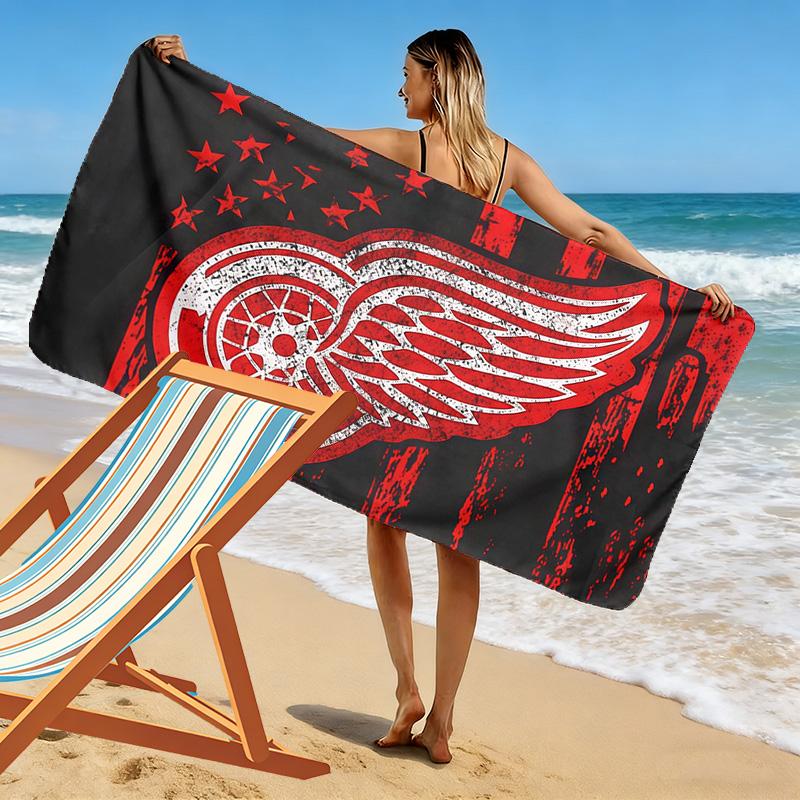 Detroit Red Wings2 Print Beach Towel, Large Soft Quick Dry Towel for Beach Camping Swimming